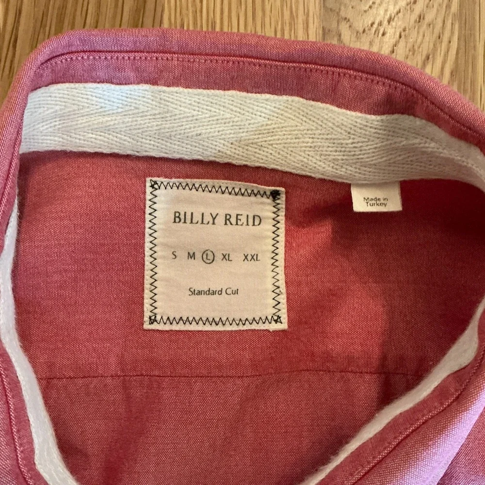 Billy Reid Shirt Mens Large‎ Pink Button Down Oxford Long Sleeve Standard Fit